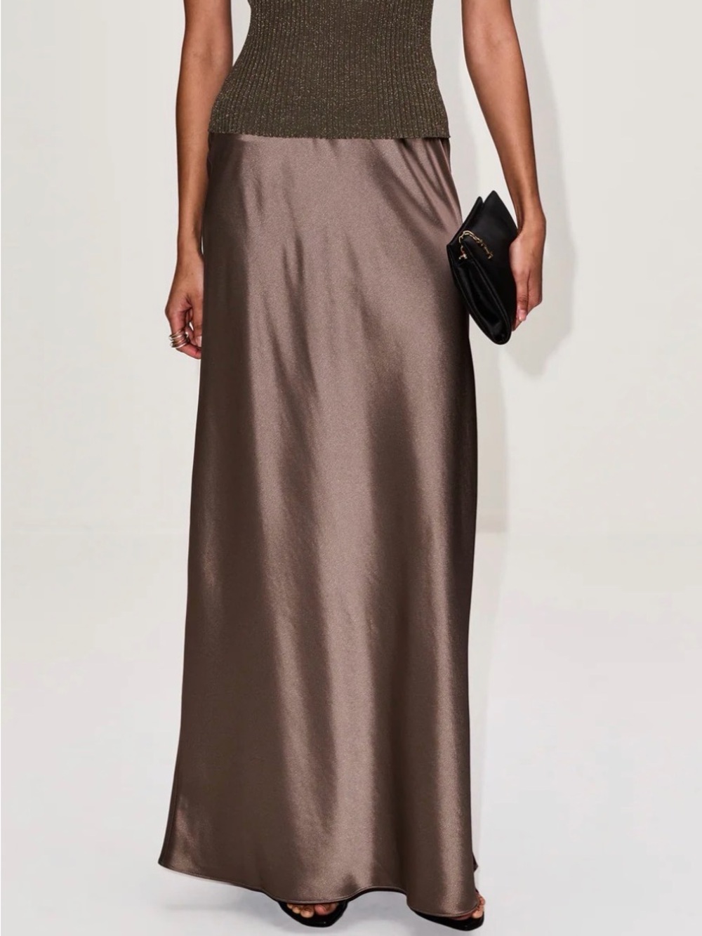 LESET Barb Bias Skirt in taupe NWT